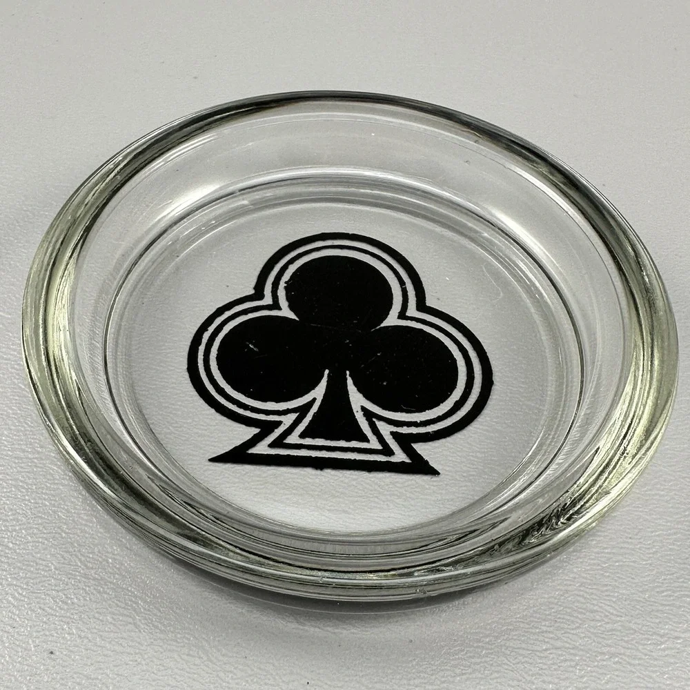 Set/4 Federal Glass Coasters Playing Card Suits 1950's MCM Poker Ash Tray Vtg